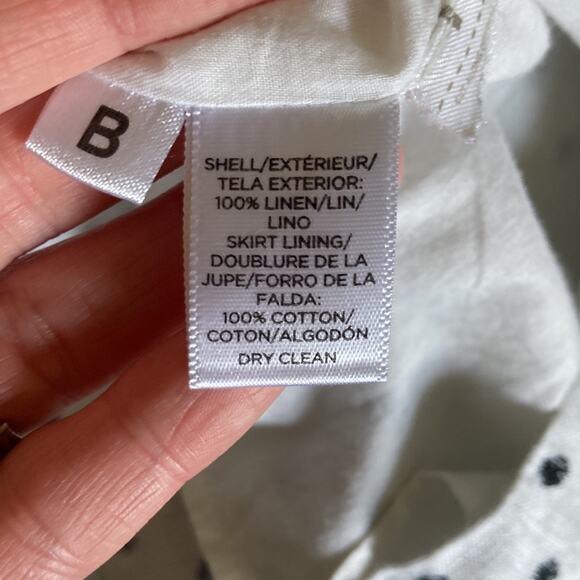 LOFT 100% Linen White Polkadot Pullover Dress, Size 2 - Picture 9 of 11